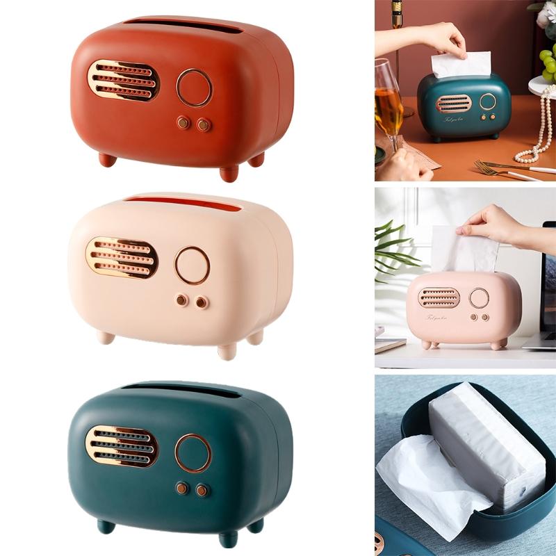 Cute Creative Radio Shaped Pumping Tissue Box Paper Holder Napkins Case Home Small Items Organizer Desktop Decoration Boxes 6878761