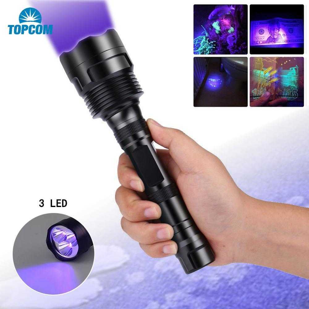 Topcom Powerful 18w 365nm 395nm LED UV Flashlight 3 LED Ultraviolet Lantern Hard Light UV Torch With Black Filter Catch Scorpion P0824
Topcom Powerful 18w 365nm 395nm LED UV Flashlight 3 LED Ultraviolet Lantern Hard Light UV Torch With Black Filter Catch Scorpion P0824
