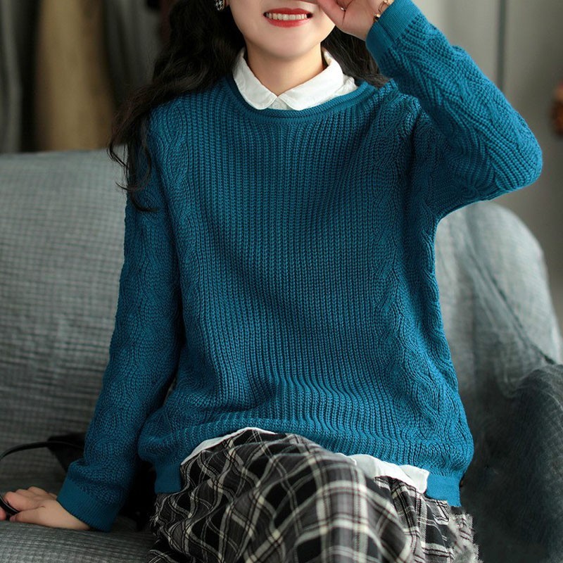 Johnature Autumn Winter Leisure All-match O-neck Long Sleeve Pullovers Knitted Sweater Loose Comfortable Women Knitwear 210521, Orange
Johnature Autumn Winter Leisure All-match O-neck Long Sleeve Pullovers Knitted Sweater Loose Comfortable Women Knitwear 210521, Orange