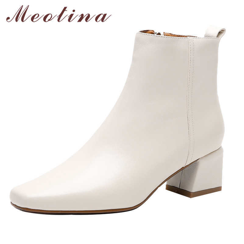 Meotina Winter Ankle Boots Women Natural Genuine Leather Chunky High Heel Short Boots Zipper Square Toe Shoes Lady Autumn 33-40 210608, Black pigskin lining
Meotina Winter Ankle Boots Women Natural Genuine Leather Chunky High Heel Short Boots Zipper Square Toe Shoes Lady Autumn 33-40 210608, Black pigskin lining