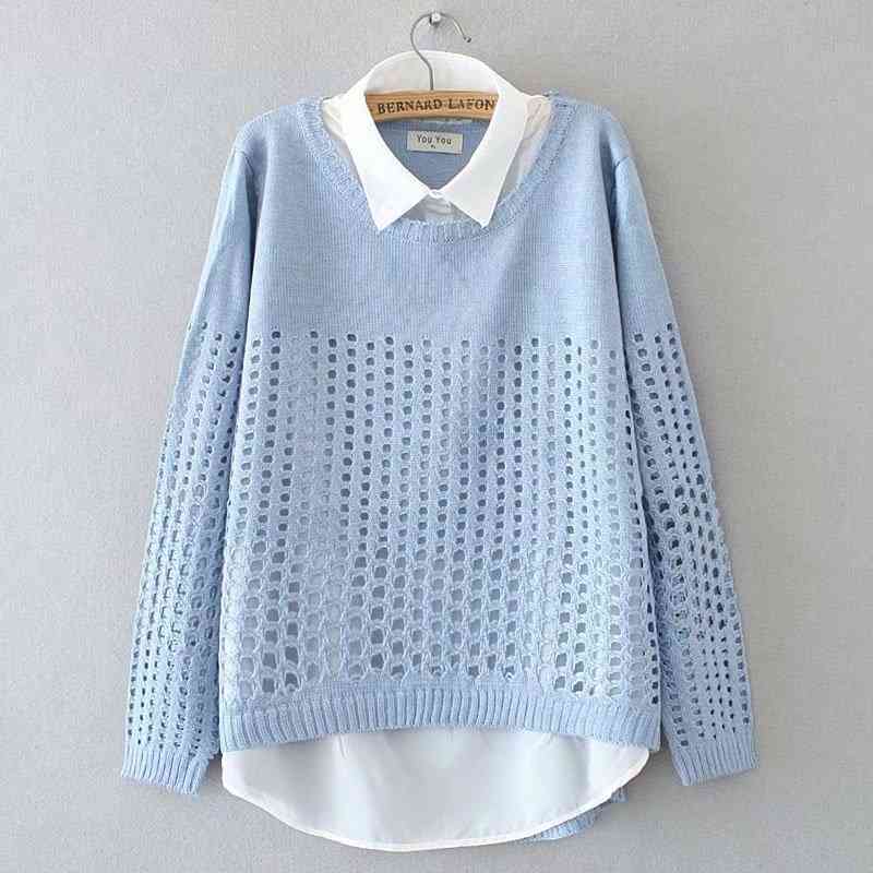 XUANCHURANWEN Faux Two Piece Shirt Collar Sweater Long Sleeve Autumn Pullover Hollow Out Knitwear YY51 210603, Pink
XUANCHURANWEN Faux Two Piece Shirt Collar Sweater Long Sleeve Autumn Pullover Hollow Out Knitwear YY51 210603, Pink