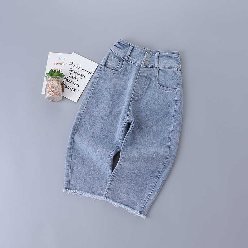 2-7 Years High Quality Spring Girl Clothing Set Fashion White Solid Shirt + Jeans Kid Children Girls Clothes 210615