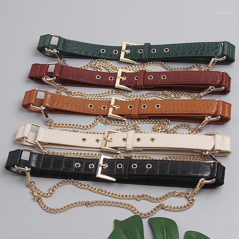 Belts Women's Runway Fashion PU Leather Chain Cummerbunds Female Dress Corsets Waistband Decoration Wide Belt TB1394, Black;brown
Belts Women's Runway Fashion PU Leather Chain Cummerbunds Female Dress Corsets Waistband Decoration Wide Belt TB1394, Black;brown