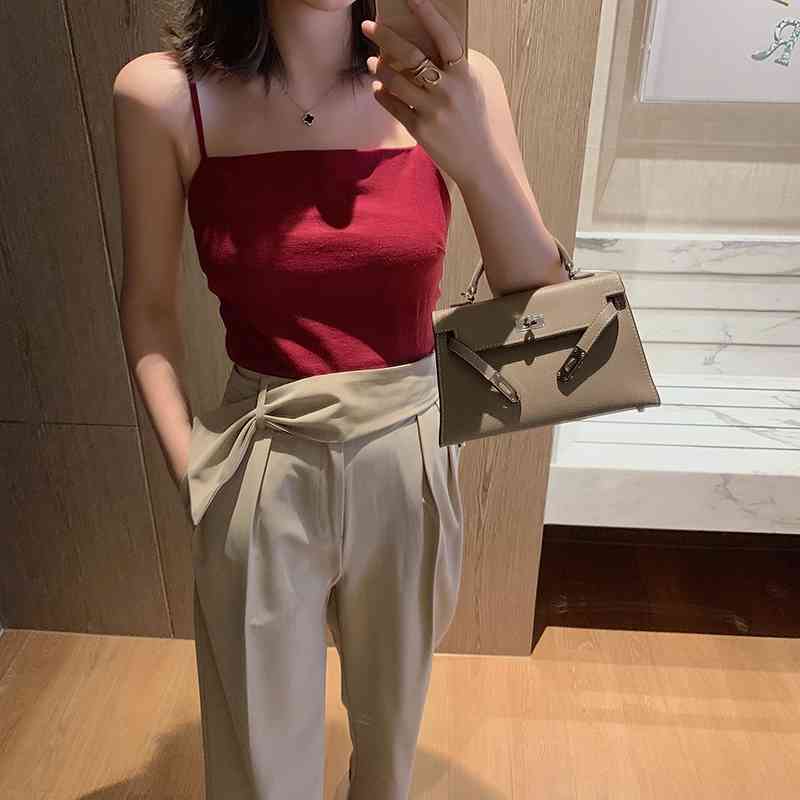 Fashion Women Straight Pant High Waist Ankle-length Slacks Loose Khaki Trousers Summer Office Lady Workwear Pants 210608