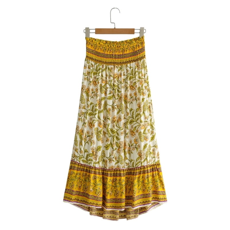 women vintage long skirts Spring Summer floral print elastic waist pleated Holidays beach for female 210524, Yellow
women vintage long skirts Spring Summer floral print elastic waist pleated Holidays beach for female 210524, Yellow