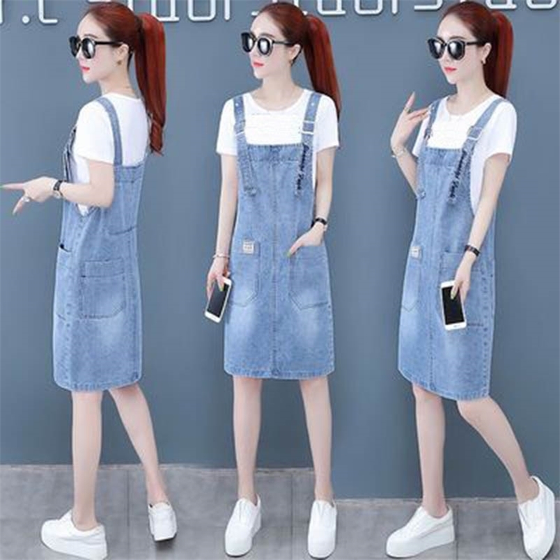 Pocket A-line High Waist Jeans Dress Knee-length Denim Sundress Embroidery Adjustable Strap Korean Loose Casual Overalls Dresses 210604, Blue
Pocket A-line High Waist Jeans Dress Knee-length Denim Sundress Embroidery Adjustable Strap Korean Loose Casual Overalls Dresses 210604, Blue