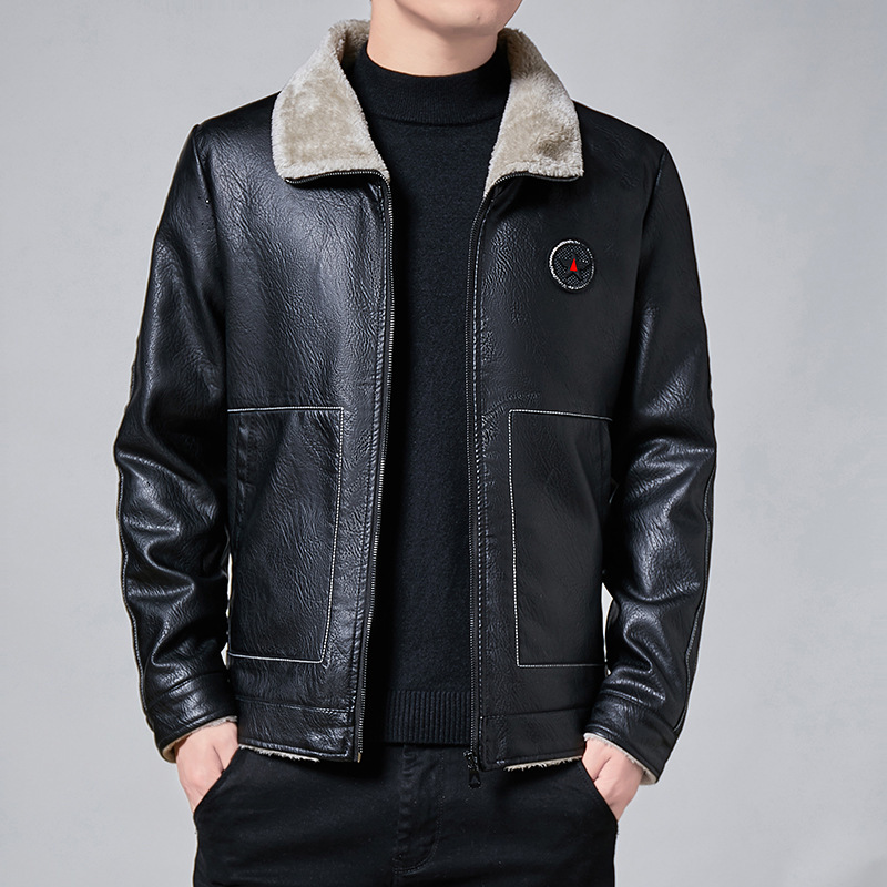Fur-in-one PU Leather Jacket Men Middle-aged Micro-chapter Casual Warm Plus Velvet Thick Leather Jacket, Black
Fur-in-one PU Leather Jacket Men Middle-aged Micro-chapter Casual Warm Plus Velvet Thick Leather Jacket, Black