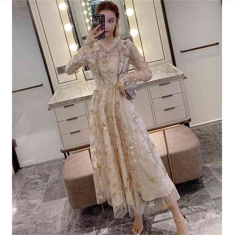 SIXTEEN STREET sequins star embroidery dress for woman long-sleeve V neck elegant party autumn vestidos 210603, Apricot
SIXTEEN STREET sequins star embroidery dress for woman long-sleeve V neck elegant party autumn vestidos 210603, Apricot