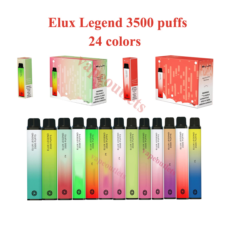 Elux Legend Disposable E cigarettes 3500Puffs Vape Pen 1500mAh Battery Vaporizer Stick Vapor Kit 2% 10ml Pre Filled Cartridge Device geek ba
Elux Legend Disposable E cigarettes 3500Puffs Vape Pen 1500mAh Battery Vaporizer Stick Vapor Kit 2% 10ml Pre Filled Cartridge Device geek ba