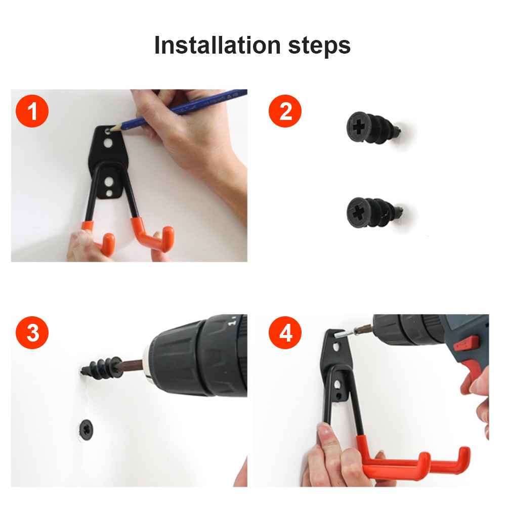 Heavy Duty Metal Hook Garage Storage Anti-Slip Bicycle Hanger Wall Mount Utility Hooks for Organizing Power Tools Ladders