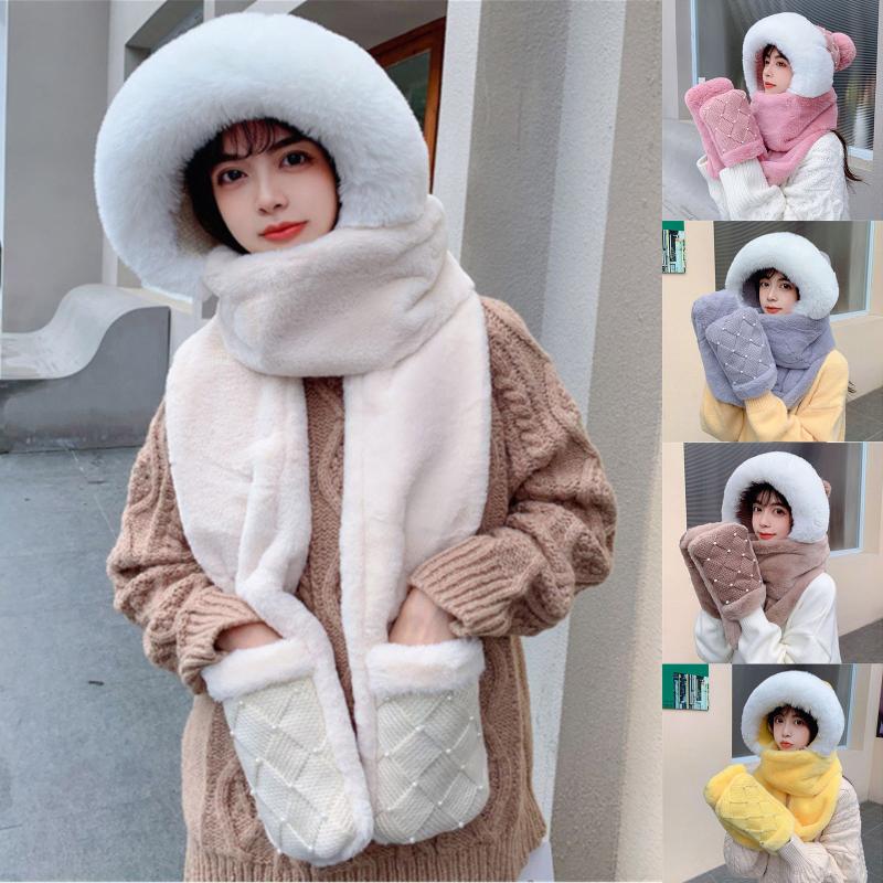 Scarves Cute Winter Hat Scarf Gloves Set Women Beanies Caps Warm Casual Plush Hats Solid Fleece Girl Kawaii Present, Blue;gray
Scarves Cute Winter Hat Scarf Gloves Set Women Beanies Caps Warm Casual Plush Hats Solid Fleece Girl Kawaii Present, Blue;gray
