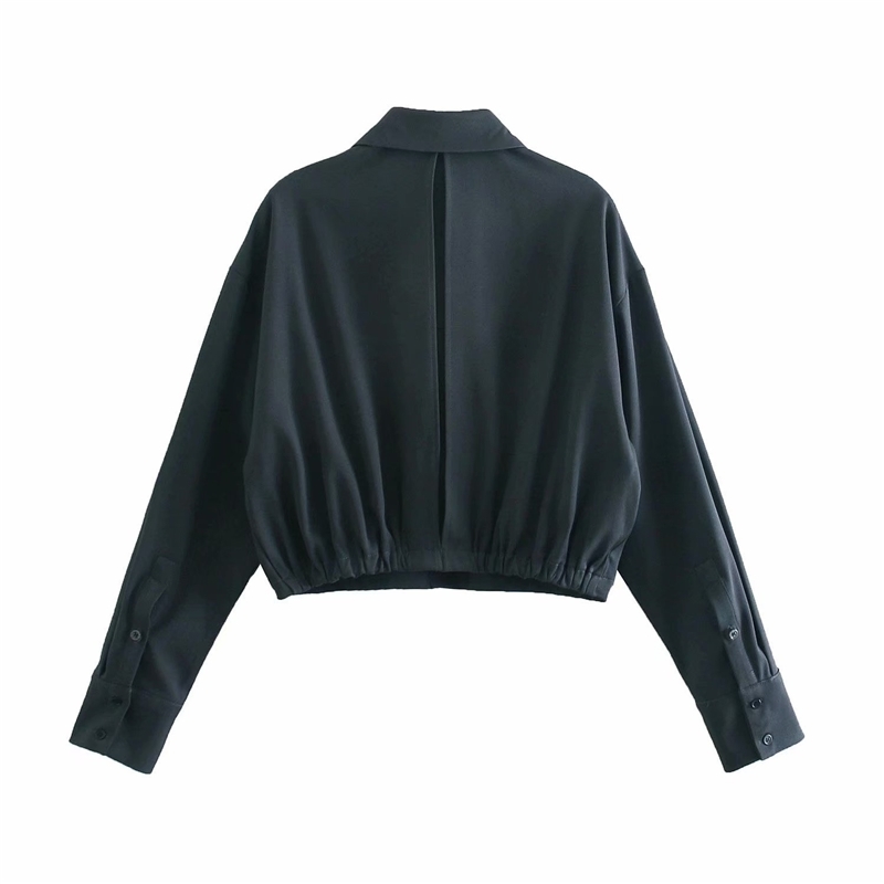 Elegant Women Pocket Shirts Fashion Ladies Loose Turn Down Collar Tops Streetwear Female Chic Button Short Blouses 210430