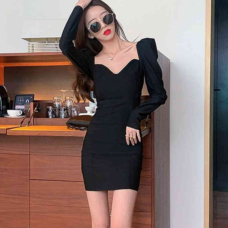 Spring Women Dress Long Sleeve V Neck Black Sexy Short Women's Party Club Casual Summer Ladies es Vestidos 13279 210508