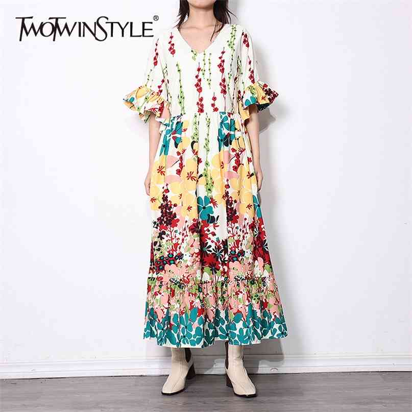 Hit Color Print Dress For Women V Neck Flare Half Sleeve High Waist Midi Dresses Female Summer Fashion Clothes 210520
Hit Color Print Dress For Women V Neck Flare Half Sleeve High Waist Midi Dresses Female Summer Fashion Clothes 210520