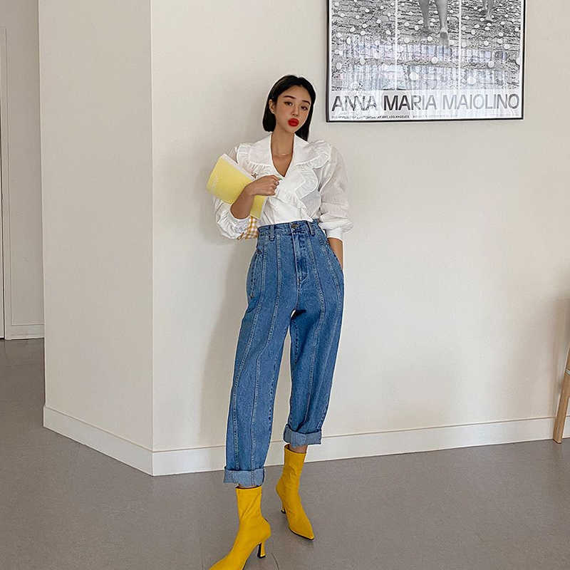 High Waist Jeans Women Harem Pants Korean Style Outfits Casual High Street Denim Trousers Pantalon Femme Vintage Jeans 210730