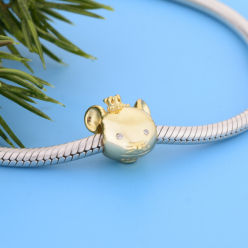 Fit Original Pandora Charm Bracelet Authentic 925 Sterling Silver Gold Animals OX Monkey Dog 12 Zodiac Beads For Making Berloque