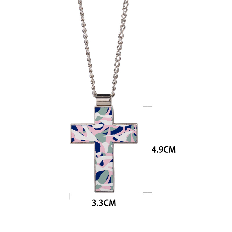 Sublimation Blank Cross Pendant Necklace Personalized Heat Transfer Metal Pendant Hip Hop Fashion Jewelry