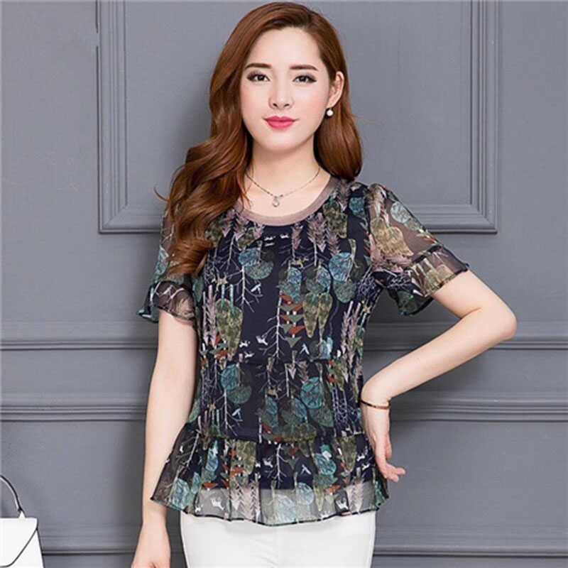 Women Spring Summer Style Chiffon Blouses Shirts Lady Casual Short Flare Sleeve Flower Printed Blusas Tops DF2863 210609, Blue
Women Spring Summer Style Chiffon Blouses Shirts Lady Casual Short Flare Sleeve Flower Printed Blusas Tops DF2863 210609, Blue