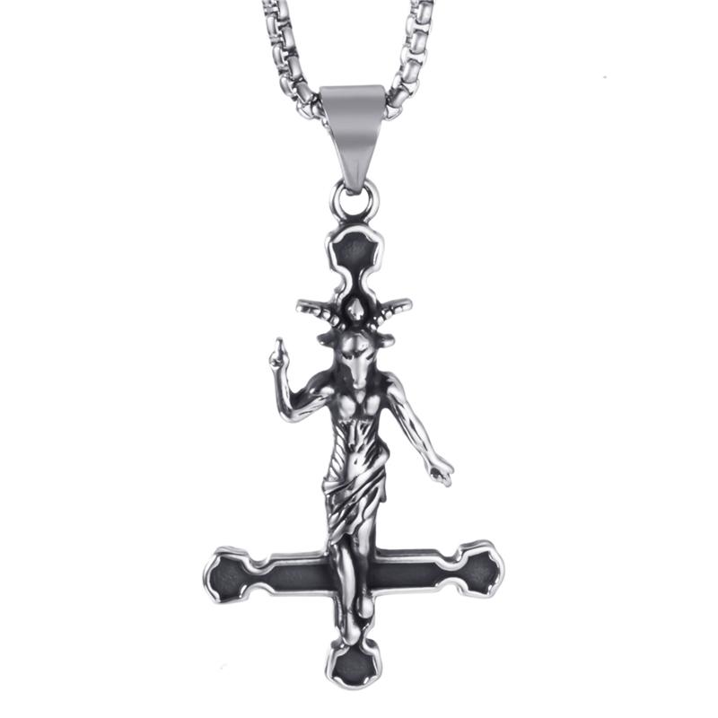 Pendant Necklaces Elfasio Men Stainless Steel Necklace Baphomet Goat Inverted Cross Jewelry Satanic Satan Demon Devil Lucifer
Pendant Necklaces Elfasio Men Stainless Steel Necklace Baphomet Goat Inverted Cross Jewelry Satanic Satan Demon Devil Lucifer