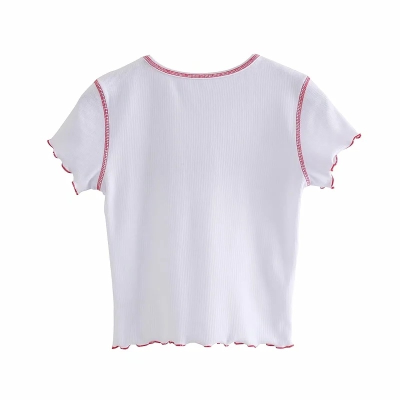 Nomikuma Spring Summer Women T-shirts Korean Letters Embroidery Cute Shirt Fashion Short Sleeve O-neck Graphic Tees 6E124 210427