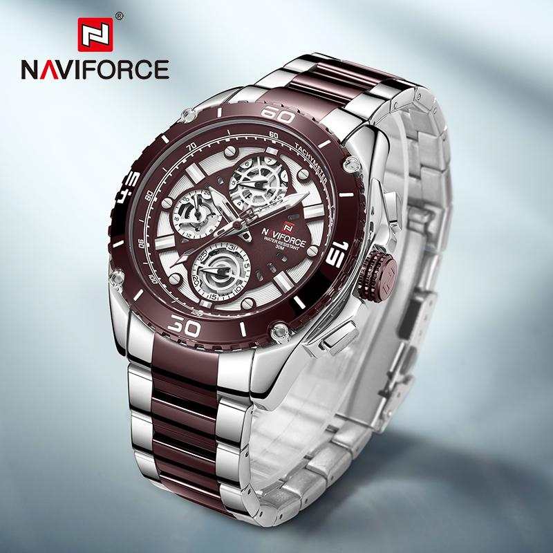 Wristwatches NAVIFORCE Luxury Watches Mens Waterproof Clock Multi-function Sport Quartz Wristwatch Male Fashion Wild Watch Relogio Masculino, Slivery;brown
Wristwatches NAVIFORCE Luxury Watches Mens Waterproof Clock Multi-function Sport Quartz Wristwatch Male Fashion Wild Watch Relogio Masculino, Slivery;brown