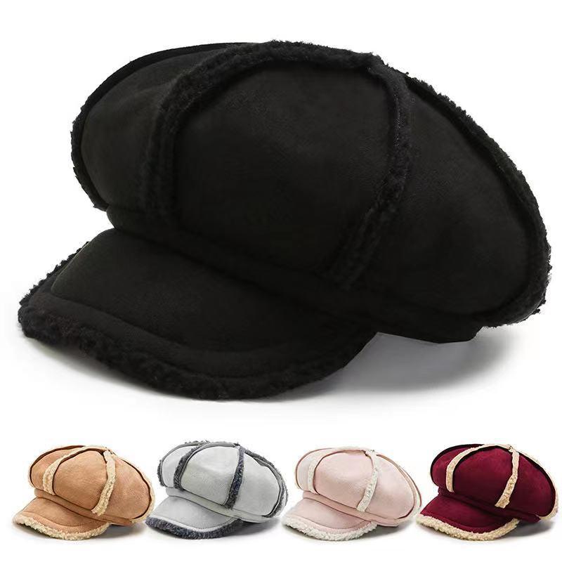 Berets Winter Women Suede Octagonal Hat Solid Thicken Lambswool Warm Cap Girl Korean Wild Peaked Autumn Lady Casual Travling, Black
Berets Winter Women Suede Octagonal Hat Solid Thicken Lambswool Warm Cap Girl Korean Wild Peaked Autumn Lady Casual Travling, Black