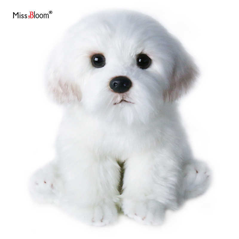 Bichon Frise Puppy Stuffed Maltese Dog Plush Toy Cute Simulation Pets Fluffy Baby Dolls Birthday Gifts for Children Drop 210728