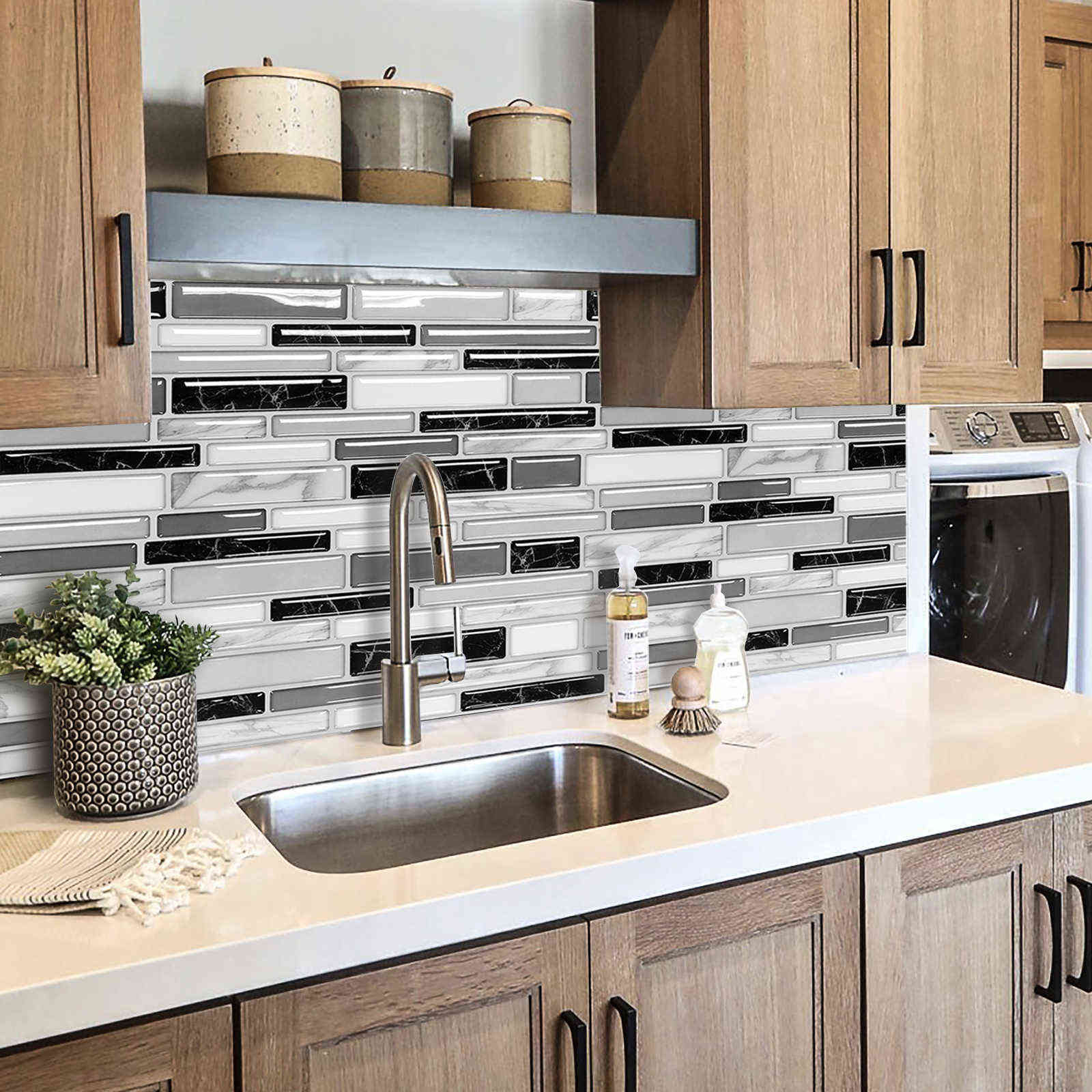 MORCART Peel wall stickers self-adhesive tile adhesive tiles 3d wallpaper home decor Wall decals for Kitchen Bathroom Room 1PCS 211124