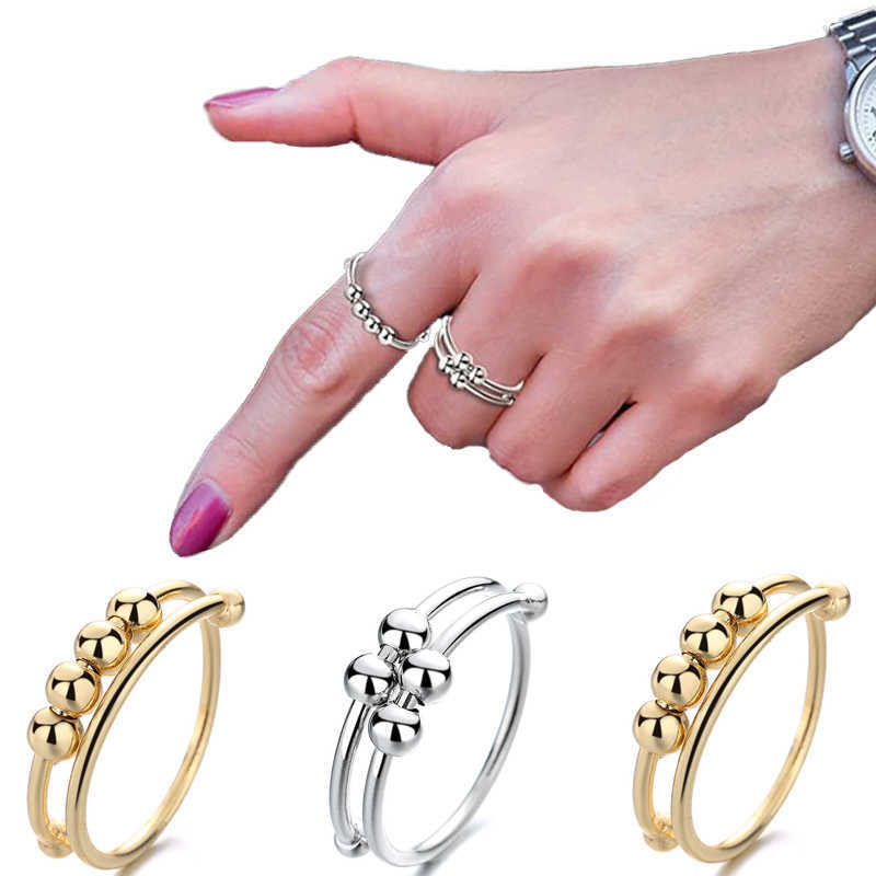 2021 Anxiety Fidget Ring Women Men Spinning Anxiety Ring Beads Stress Relief Spinner Rings Single Coil Spiral Toys Girls Gift Q0825, Golden;silver
2021 Anxiety Fidget Ring Women Men Spinning Anxiety Ring Beads Stress Relief Spinner Rings Single Coil Spiral Toys Girls Gift Q0825, Golden;silver