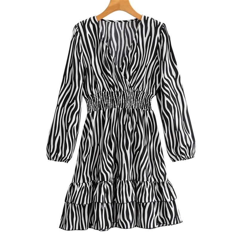 Summer Women Sexy Dress Deep V-neck Zebra pattern Female Long Sleeve Casual Pleated Dresses High Quality A-Line Size L 210524, Black
Summer Women Sexy Dress Deep V-neck Zebra pattern Female Long Sleeve Casual Pleated Dresses High Quality A-Line Size L 210524, Black