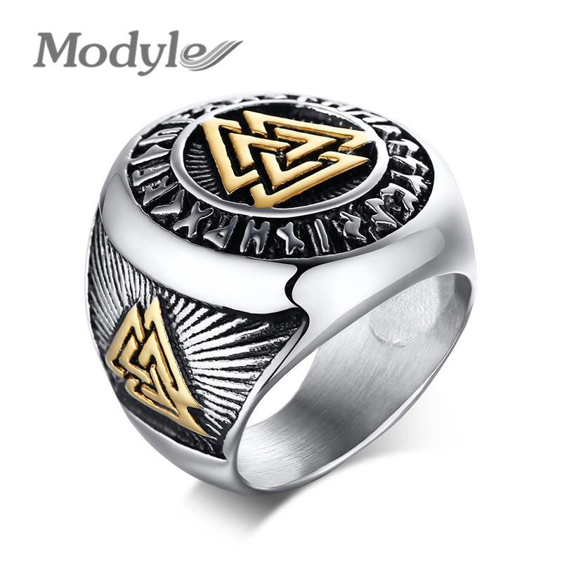 Cluster Rings Modyle 2021 Fashion Punk Vintage Gold Silver Color Stainless Steel Men's Valknut Viking Ring Wholesale, Golden;silver
Cluster Rings Modyle 2021 Fashion Punk Vintage Gold Silver Color Stainless Steel Men's Valknut Viking Ring Wholesale, Golden;silver