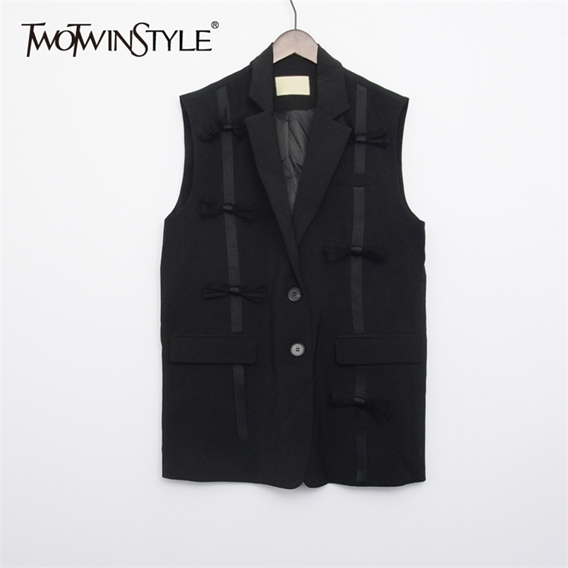 Black Splicing Bowknot Vest Coat For Women Lapel Sleeveless Casual Loose Coats Female Fashion Clothing 210524
Black Splicing Bowknot Vest Coat For Women Lapel Sleeveless Casual Loose Coats Female Fashion Clothing 210524