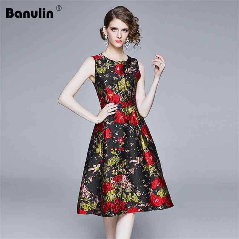 Banulin Women Elegant Floral Jacquard Dress Party Sleeveless O-neck Tank A-Line Ball Gown High Quality Vintage 210603, Red
Banulin Women Elegant Floral Jacquard Dress Party Sleeveless O-neck Tank A-Line Ball Gown High Quality Vintage 210603, Red