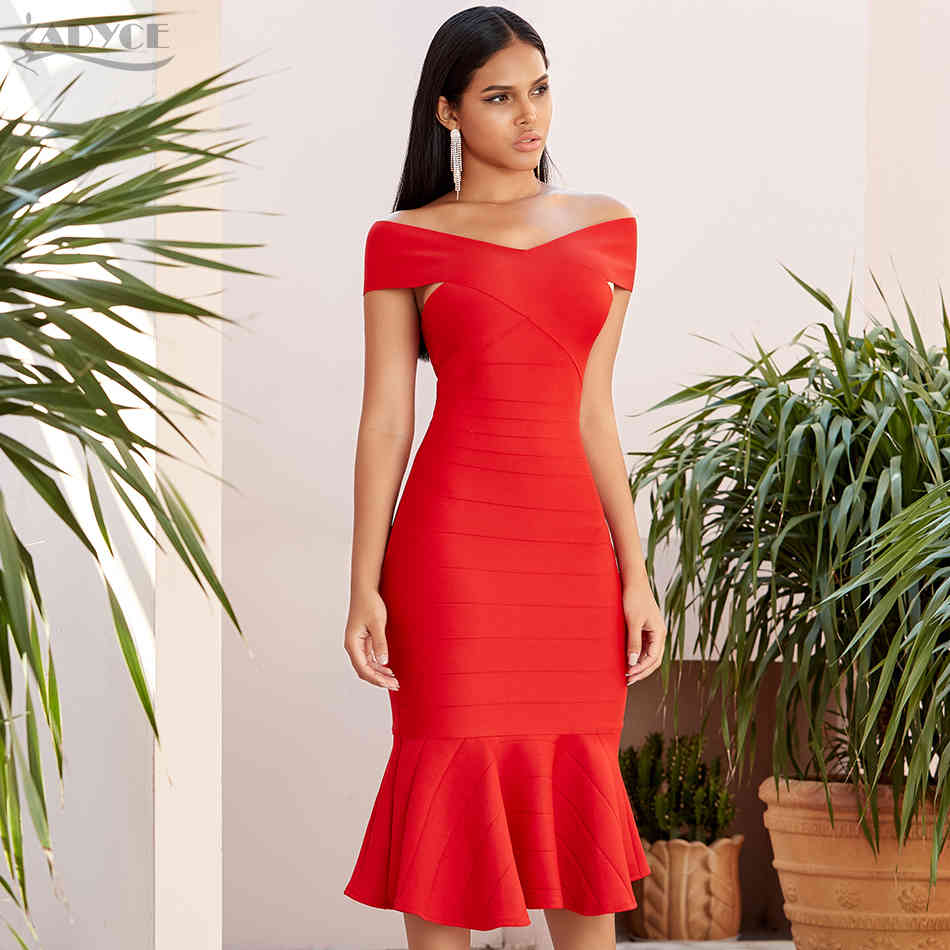 Summer Off Shoulder Bodycon Mermaid Bandage Dress Sexy Short Sleeve Club Celebrity Evening Party Dresses Vestidos 210423