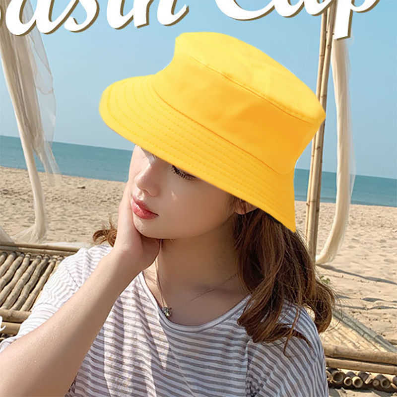 Solid Color Bucket Hat for Adult Children Unisex Bob Gorros Men Women Summer Panama Cap Outdoor Hiking Beach Fishing Sun Hats Q0805