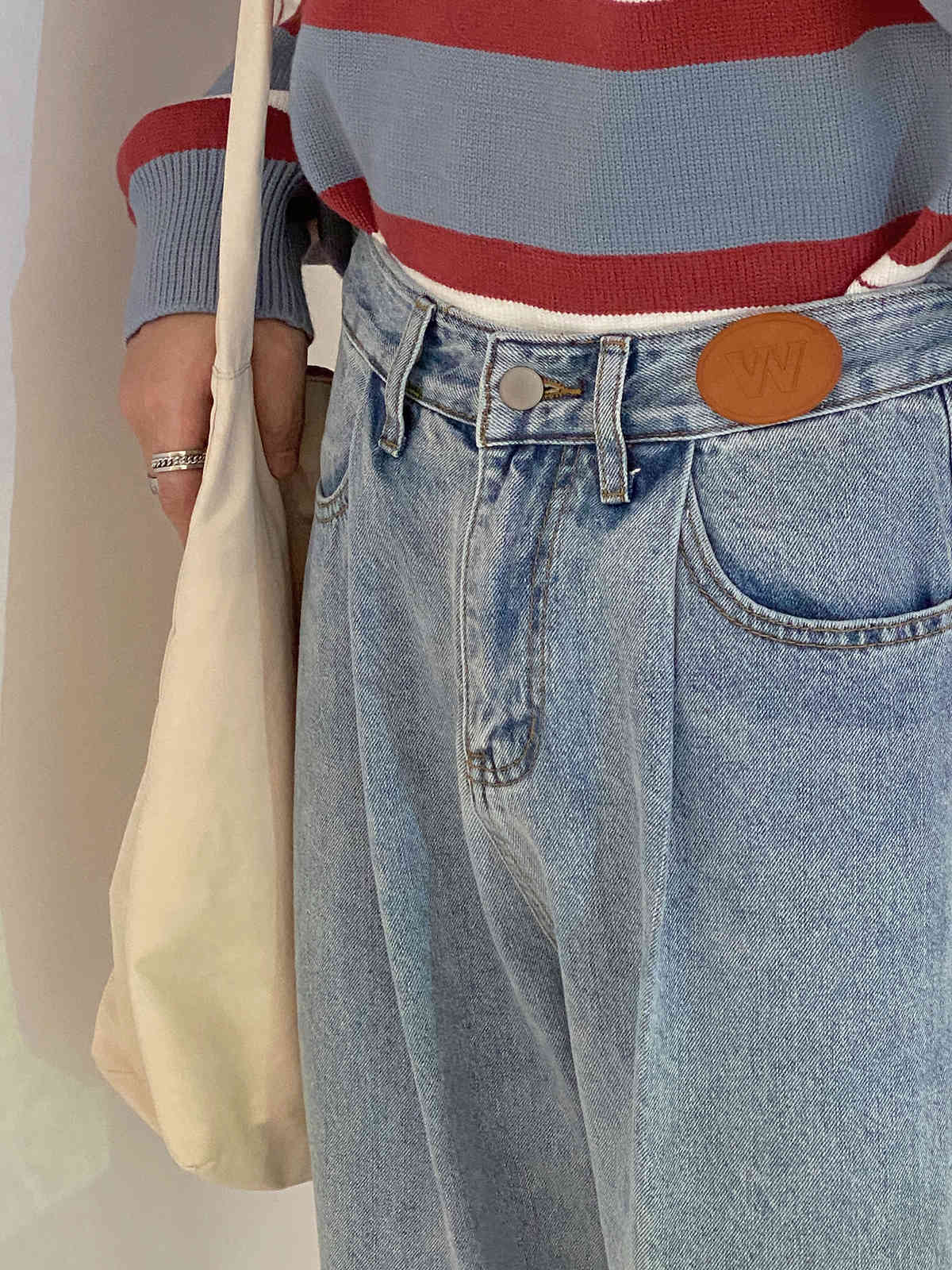 IEFB / men's wear Korean style washed all-match slimming pleated front high waist denim dad loose straight jeans for male 9Y4161 210524