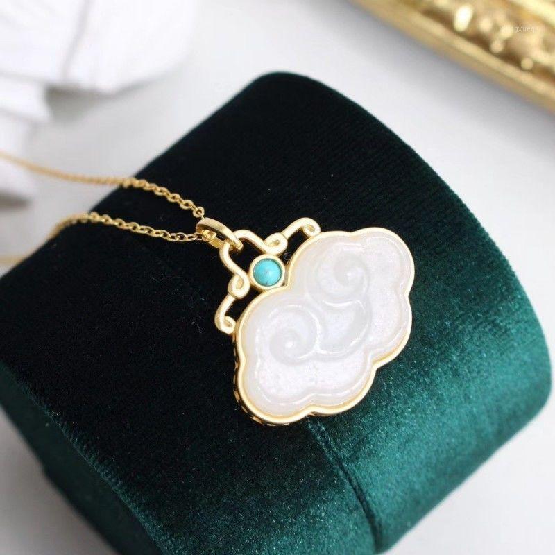 Silver Inlaid Natural And Baitian Chalcedony Xiangyun Pendant Necklace Chinese Style Retro Elegant Charm Women's Brand Jewelry Chains
Silver Inlaid Natural And Baitian Chalcedony Xiangyun Pendant Necklace Chinese Style Retro Elegant Charm Women's Brand Jewelry Chains