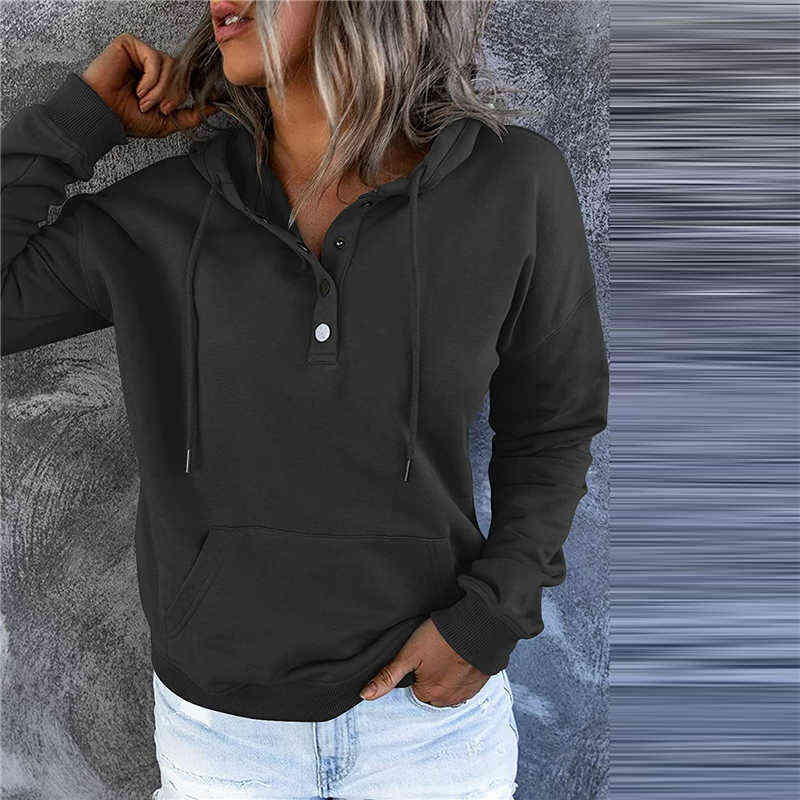 Autumn Winter Fashion Women Clothes Long Sleeve Solid Color Oversized Hooded Sweatshirt Casual Pocket Hoodies Pullover Tops 211108