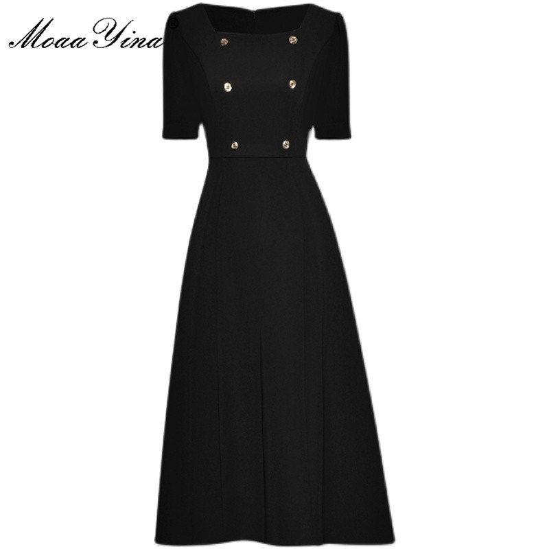 Summer Runway Elegant Party Dress Women Casual Square collar High waist Black/Red Short sleeve A-Line Midi 210524
Summer Runway Elegant Party Dress Women Casual Square collar High waist Black/Red Short sleeve A-Line Midi 210524
