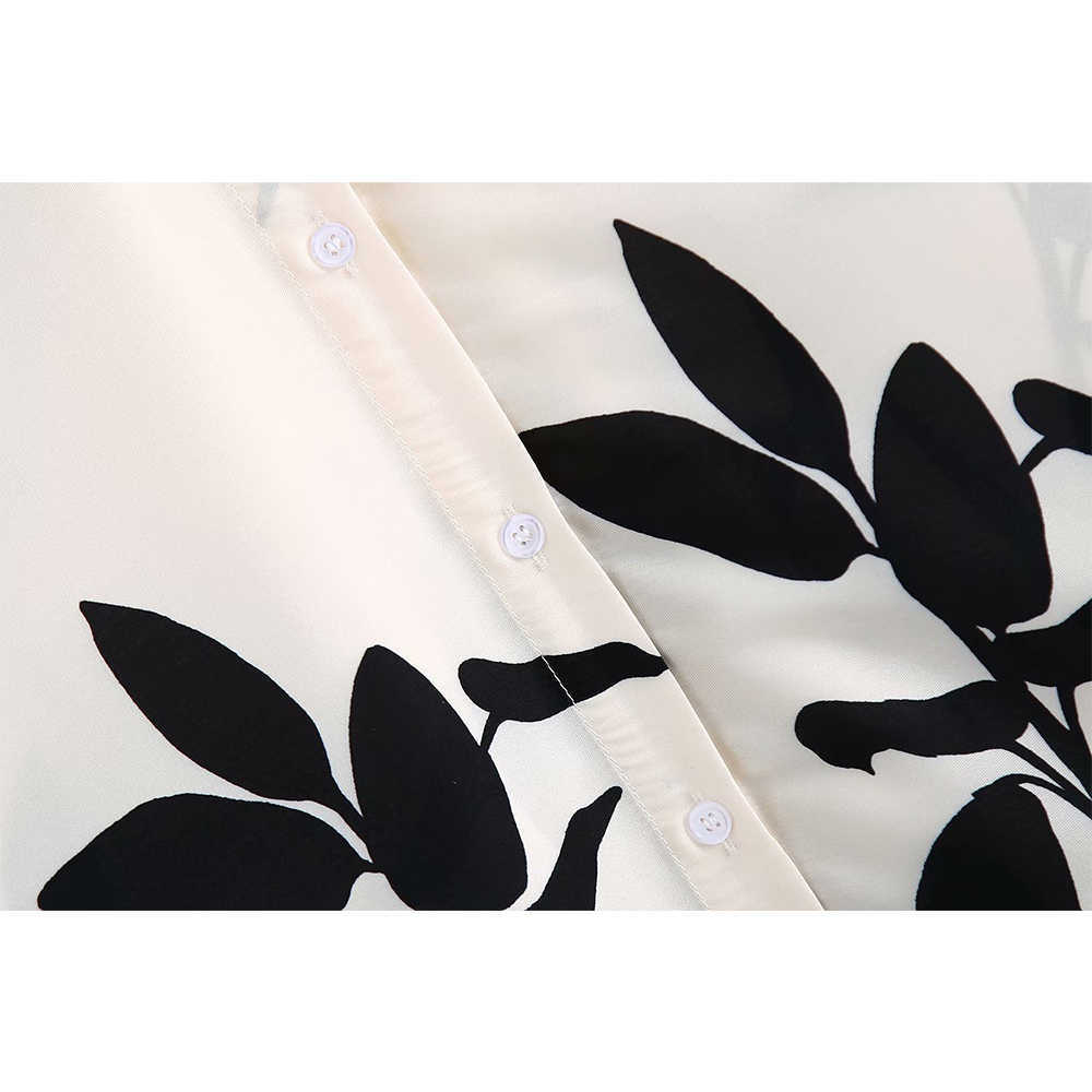 Women Printed Loose Dress Long Sleeves elegant Casual Fashion Chic Lady Woman Summer Midi Dress 210709