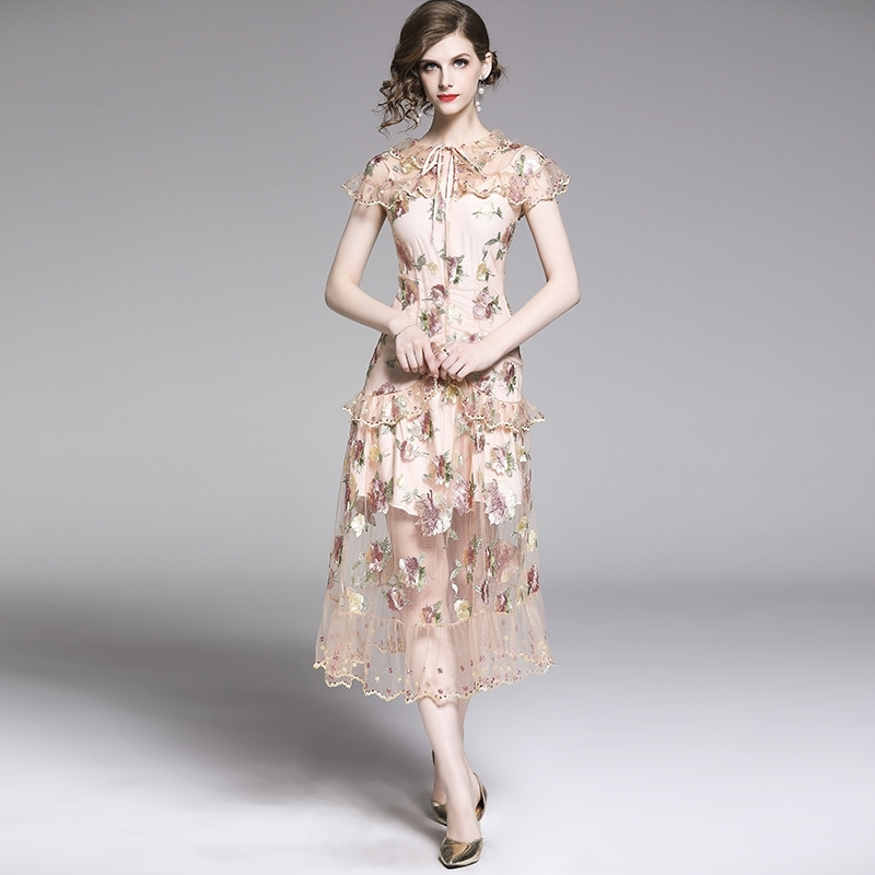 Fashion Elegant Flower Embroidery Mesh Dress Women Summer Short sleeve Round neck Ruffles Party Dresses Vestidos 210520, Photo color
Fashion Elegant Flower Embroidery Mesh Dress Women Summer Short sleeve Round neck Ruffles Party Dresses Vestidos 210520, Photo color