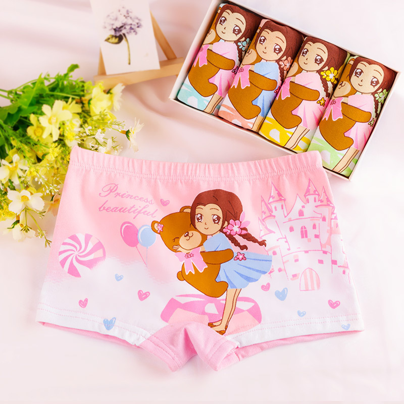 4PCS/LOT Kids Baby Girls Cotton Panties Children Underwear Wholesale Briefs 3-9 Years Old