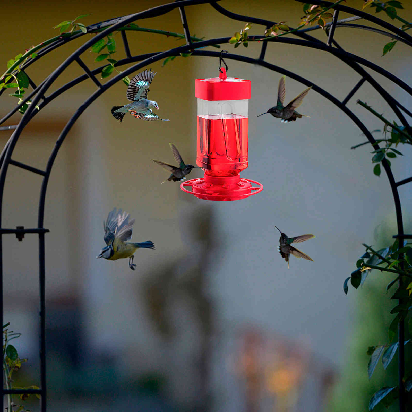 Plastic feeders hummingbird water bottle hanging hummingbird feeder garden in the open air Pet bird hook flower easyclean supplies