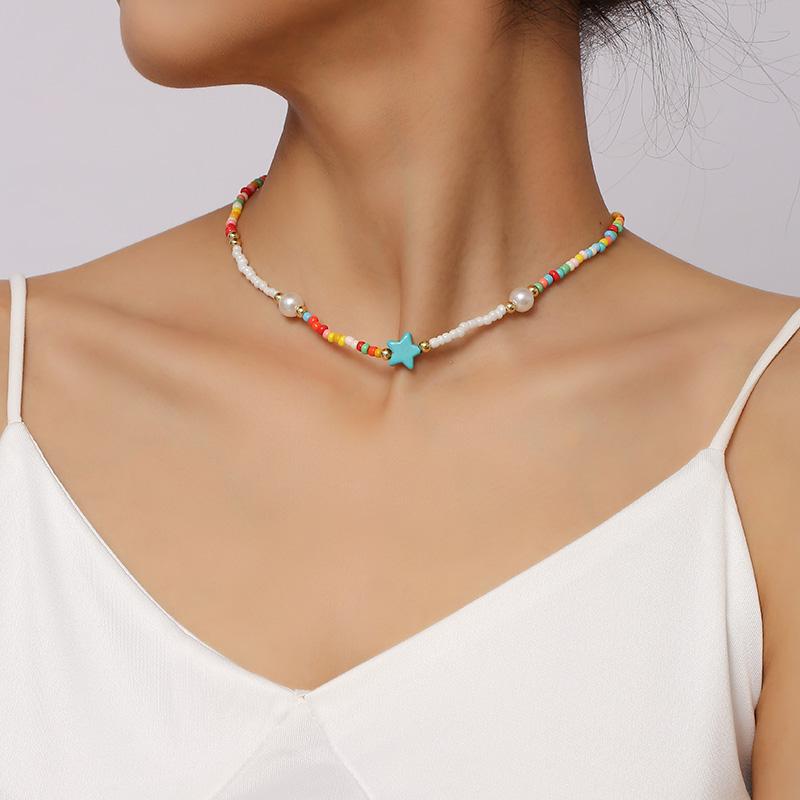Chokers Boho Female Fashion Multicolor Glass Beads Interval White Pearl Green Star Necklaces For Women Beach Style Jewelry Gift
Chokers Boho Female Fashion Multicolor Glass Beads Interval White Pearl Green Star Necklaces For Women Beach Style Jewelry Gift