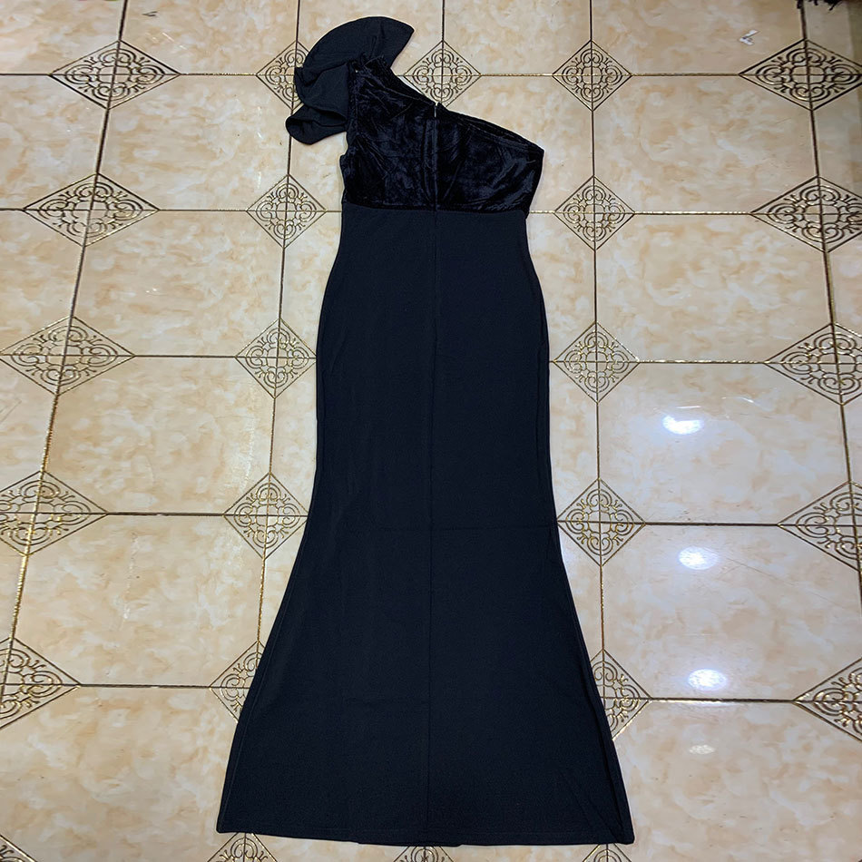 Free Sipping One Shoulder Women Dresses Sexy Sleeveless Ruffles Black Bodycon Split Dress Evening Club Party 210524