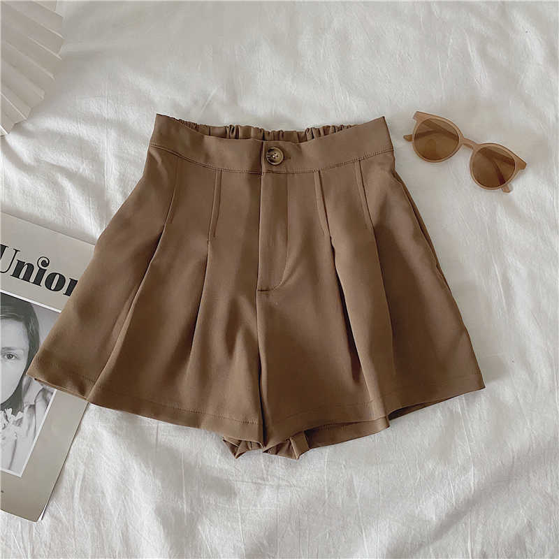 Spring Summer Autumn Women Fashion Casual Cute Sexy Shorts Outerwear Female OL Black White Khaki Brown 210714