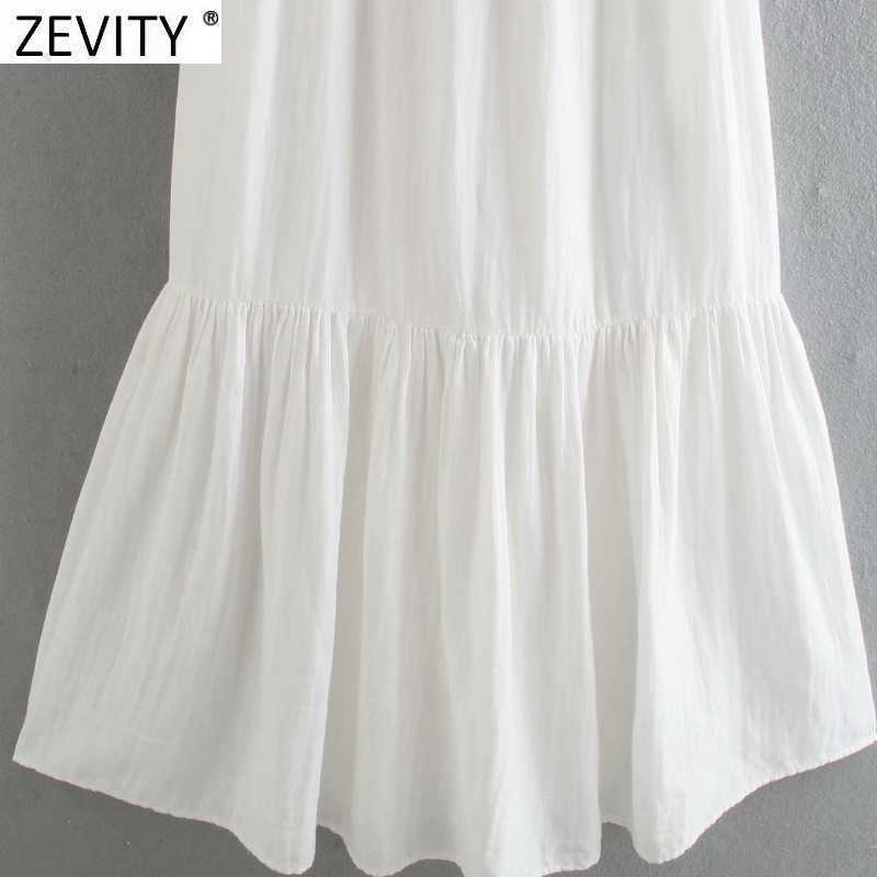 Zevity Women Back Bow Tied Patchwork White Sling Midi Dress Female Spaghetti Strap Vestido Chic Casual Summer Dresses DS8304 210603