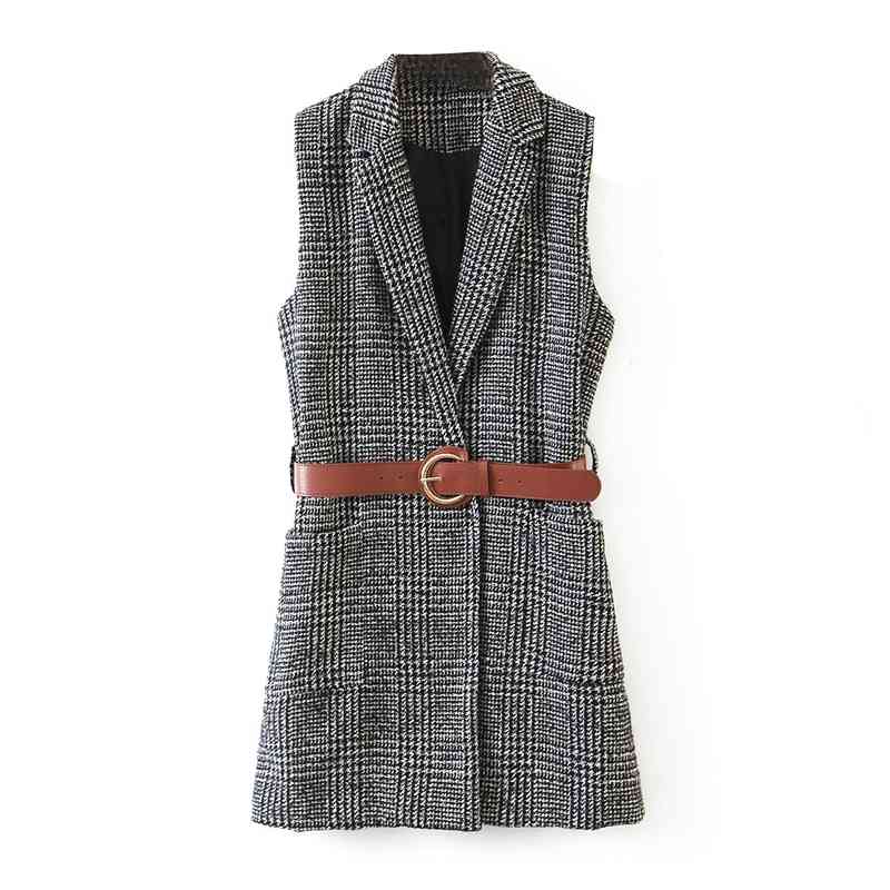 Autumn Woolen Waistcoat Sleeveless Slim Office Lady Plaid Vest Coat Women With Belt Blazer Outwear XZ2522 210525, Black
Autumn Woolen Waistcoat Sleeveless Slim Office Lady Plaid Vest Coat Women With Belt Blazer Outwear XZ2522 210525, Black