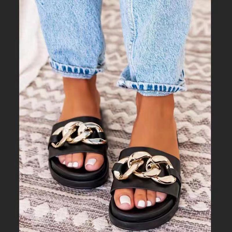 Slippers 2021 Summer Fashion Round Head Open Toe Metal Decoration Solid Color Low-heeled Platform Outdoor Women's, Black
Slippers 2021 Summer Fashion Round Head Open Toe Metal Decoration Solid Color Low-heeled Platform Outdoor Women's, Black
