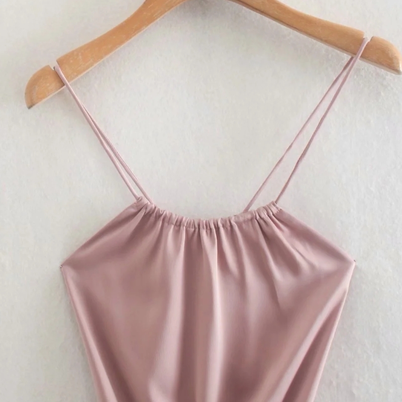 Summer Women Backless Satin Suspender Midi Dress Female Sleeveless Clothes Casual Lady Loose Vestido D7605 210430Z